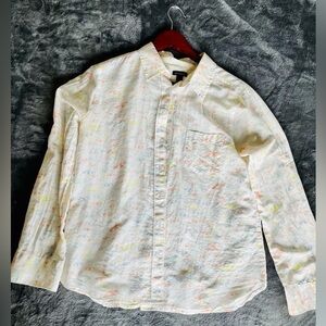 Ann Taylor button down shirt soft colorful beach umbrellas pattern size S